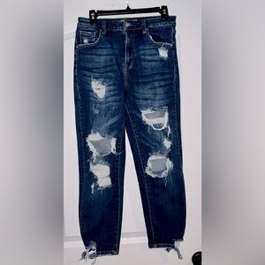 RISEN LA LIVE - HIGH RISE DISTRESSED TAPERED JEANS 9/29